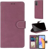 For Honor 10X Lite Retro Frosted Horizontale Flip PU lederen tas met houder & kaartsleuven & portemonnee & fotolijst (Rose Red)