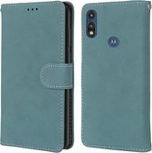 Voor Motorola Moto E (2020) Retro Frosted Horizontale Flip PU lederen tas met houder & kaartsleuven & portemonnee & fotolijst (blauw)