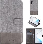 Voor Galaxy Note 10 MUXMA MX102 Horizontale flip canvas lederen tas met standaard & kaartsleuf & portemonnee-functie (grijs)