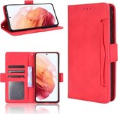 Voor Samsung Galaxy S21 5G Skin Feel Calf Pattern Horizontale Flip lederen tas met houder & kaartsleuven en fotolijst (rood)