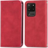 Voor Samsung Galaxy S20 Ultra Retro Skin Feel Business Magnetische Horizontale Flip Leren Case met Houder & Kaartsleuven & Portemonnee & Fotolijst (Rood)