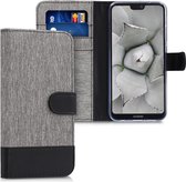 kwmobile telefoonhoesje voor Huawei P20 Lite - Hoesje met pasjeshouder in grijs / zwart - Case met portemonnee