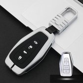 Auto Lichtgevende All-inclusive Zinklegering Sleutel Beschermhoes Sleutel Shell voor Geely C Style Smart 4-knop (Zilver)