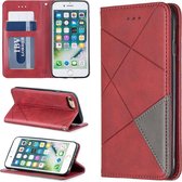 Ruit textuur horizontale flip magnetische lederen tas met houder en kaartsleuven en portemonnee voor iPhone 8 & 7 (rood)