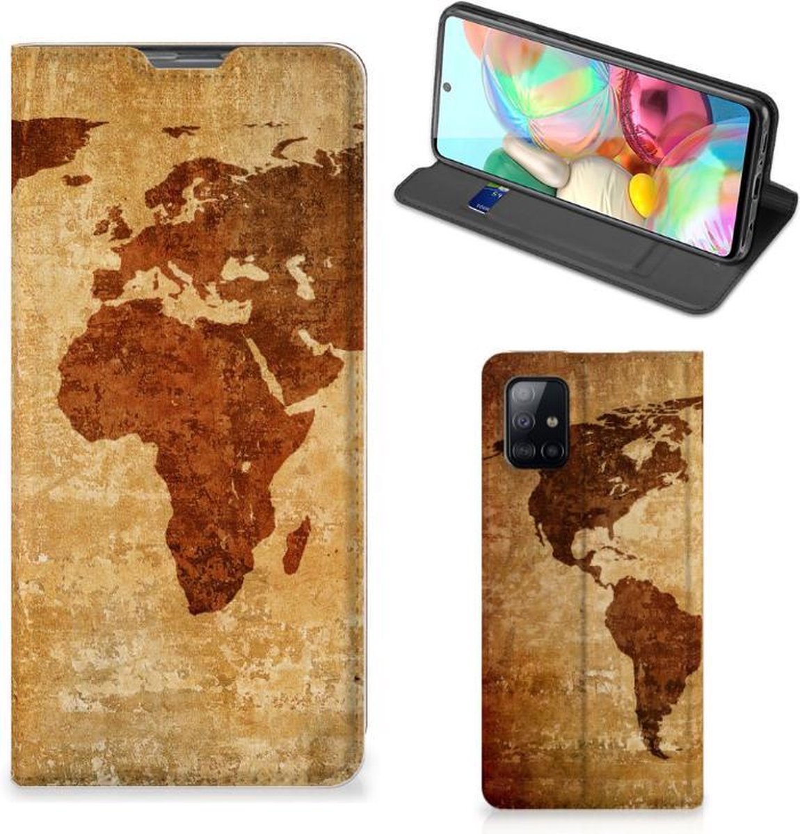 Samsung Galaxy A71 Book Cover Wereldkaart