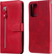 Voor Samsung Galaxy A72 5G Mode Kalfs Textuur Rits Horizontale Flip Leren Case met Standaard & Kaartsleuven & Portemonnee Functie (Rood)