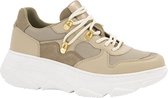 oxmox Beige leren chunky sneaker - Maat 36