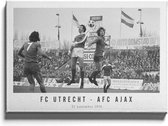 Walljar - Poster Ajax met lijst - Voetbalteam - Amsterdam - Eredivisie - Zwart wit - FC Utrecht - AFC Ajax '76 - 50 x 70 cm - Zwart wit poster met lijst