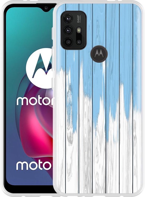 Motorola Moto G10 Hoesje Dripping blue paint Designed by Cazy