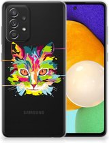 Mobiel Case Samsung Galaxy A52 Enterprise Editie (5G/4G) GSM Hoesje Doorzichtig Cat Color