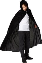 dressforfun - Mystieke fluwelen cape zwart 92 cm - verkleedkleding kostuum halloween verkleden feestkleding carnavalskleding carnaval feestkledij partykleding - 301846
