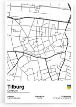 Walljar - Stadskaart Tilburg Centrum II - Muurdecoratie - Poster met lijst