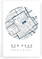 Walljar - Stadskaart Den Haag Centrum IV - Muurdecoratie - Poster met lijst