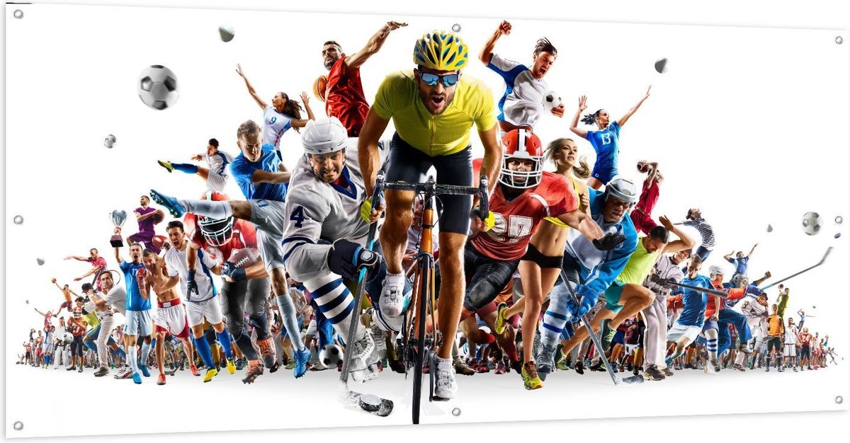 Tuinposter – Collage van Verschillende Sporten - 200x100cm Foto op