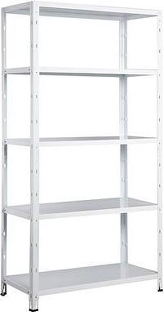 Opbergrek - 300 kg draagkracht - 170 cm hoog - 73 cm breed – 5 verstelbare legborden - Metaal - Wit