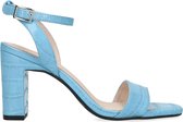 Sacha - Dames - Blauwe crocoprint sandalen met hak - Maat 41