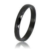 My Bendel - Zwarte dames ring facet geslepen - Keramische, diamant geslepen, zwarte ring - Blijft mooi en verkleurt niet - Met luxe cadeauverpakking