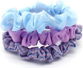 Scrunchie Haarelastiek Ruit Effen Blauw Paars