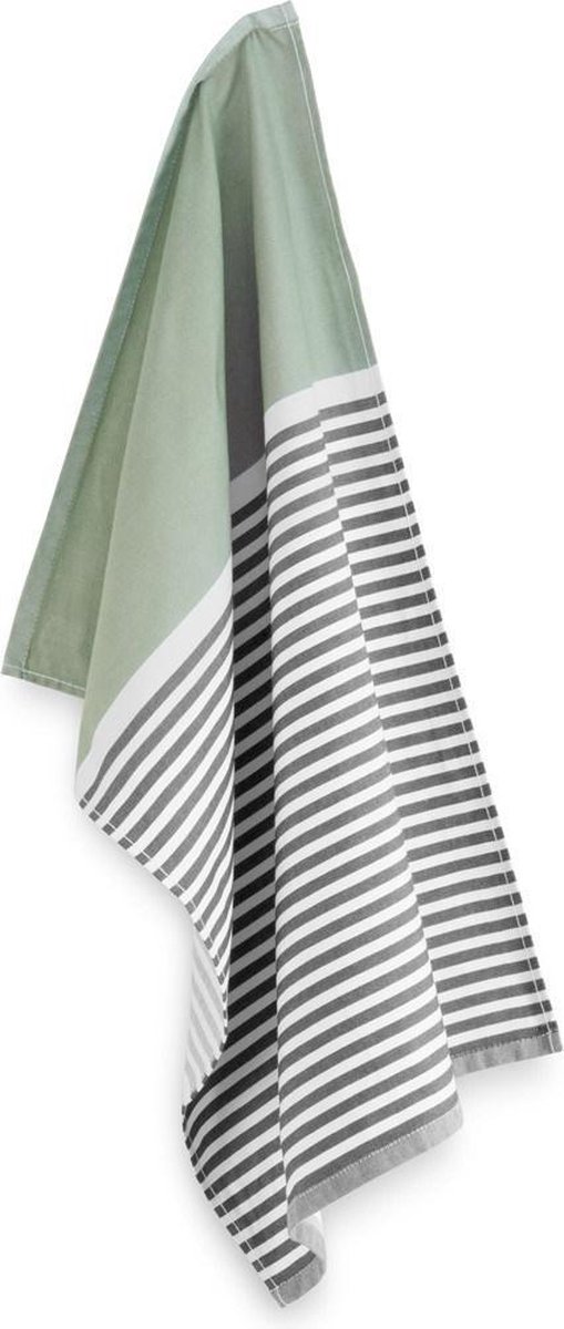 Theedoek gestreept - groen - 70x50 cm