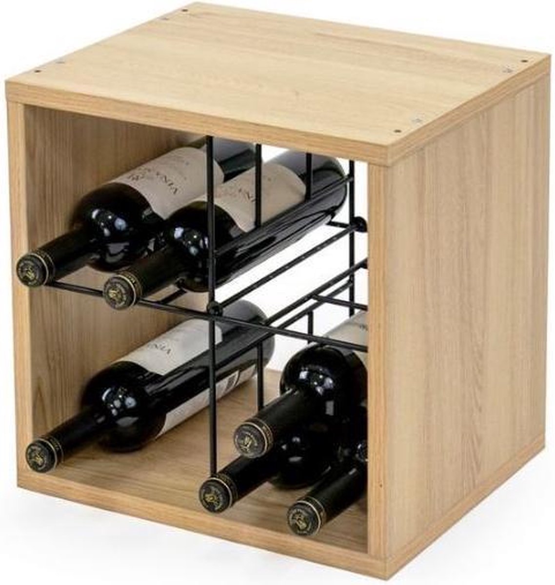 Casier à Vin Portable SMH LINE® - 6 Bouteilles - 50x21x19cm - Avec Poignée  - Bois