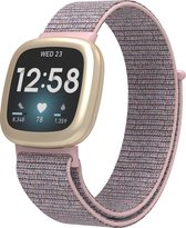 Bandje Nylon roze/zand geschikt voor Fitbit Versa 3 & Fitbit Sense