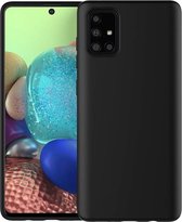 Ceezs siliconen telefoonhoesje voor geschikt voor Samsung Galaxy A71 hoesje siliconen case zwart + glazen Screenprotector