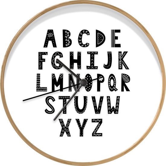 Klok Alfabet illustratie Ø 30 cm - Illustratie alfabet versierde letters  tegen een... | bol.com