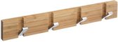 Five® Bamboe kapstok met 4 inklapbare haken - Zilver - Decoratief & Duurzaam