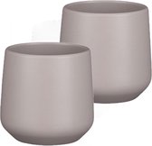 3x stuks bloempot mat taupe keramiek voor kamerplant H13.5 x D14 cm - Mica Decorations plantenpotten