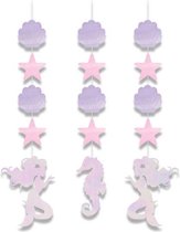 Witbaard Hangdecoratie Mermaid Shine Meisjes Karton Paars/roze 3-stuks