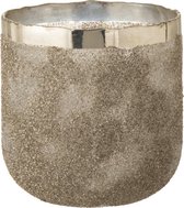 J-Line Theelichthouder Frosty Rond Glas Zilver Large