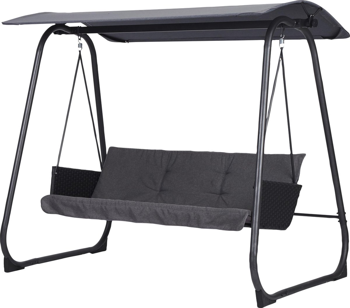 Lisomme Nigel tuin schommelbank donkergrijs - 208 x 138 cm - buiten - terras - antraciet - zwart rotan