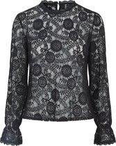 Pieces Dames 17113286 LOLLI LS LACE TOP D2D Black - Maat M