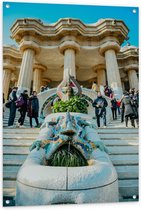 Tuinposter – Park Güell - Spanje - 80x120cm Foto op Tuinposter  (wanddecoratie voor buiten en binnen)