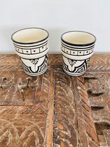 Traditionele Mok | Handgemaakte Beldi Mok | Zwart Wit | Set van 2 | Marokkaanse Beldi Mok