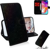 Voor Galaxy A70 effen kleur kleurrijke magnetische gesp horizontale flip pu lederen case met houder & kaartsleuven & portemonnee & lanyard (zwart)