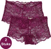 INSUA Dames Slips Kant Hipster - 2-Pack - Paars - Maat XL