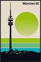 JUNIQE - Poster met kunststof lijst Vintage München 80 -13x18 /Groen &