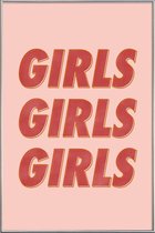 JUNIQE - Poster met kunststof lijst Girls Red -40x60 /Oranje & Rood