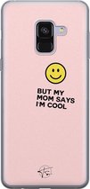 Samsung Galaxy A8 2018 siliconen hoesje - I'm cool quote - Soft Case Telefoonhoesje - Roze - Tekst