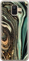 Hoesje geschikt voor Samsung Galaxy A6 (2018) - Marble khaki - Soft Case - TPU - Marmer - Groen - ELLECHIQ