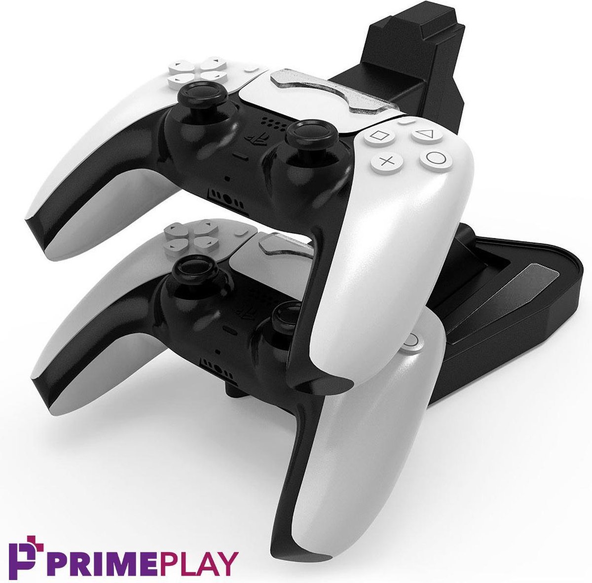 PrimePlay - ps5 accessoires - ps5 oplaadstation - Dualsense charging station - Docking station - Playstation 5 controller charger - Zwart