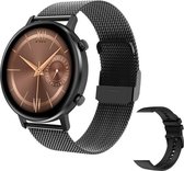 DrPhone DTX-2 - Hybrid Smartwatch 42mm voor Mannen en Vrouwen Aluminium + Retina Horloge - 360x360 Kleurenscherm - Zwart