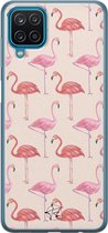 Samsung Galaxy A12 siliconen hoesje - Flamingo - Soft Case Telefoonhoesje - Roze - Print