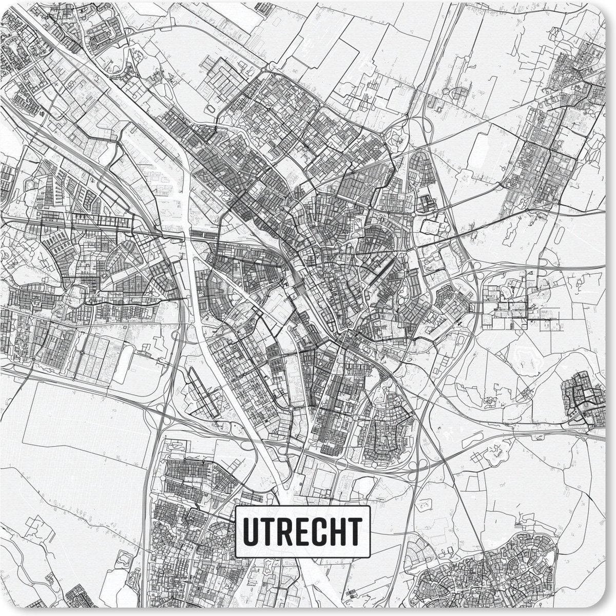 Muismat 20x20 cm - Mousepad Stadskaart Utrecht - Muismatten