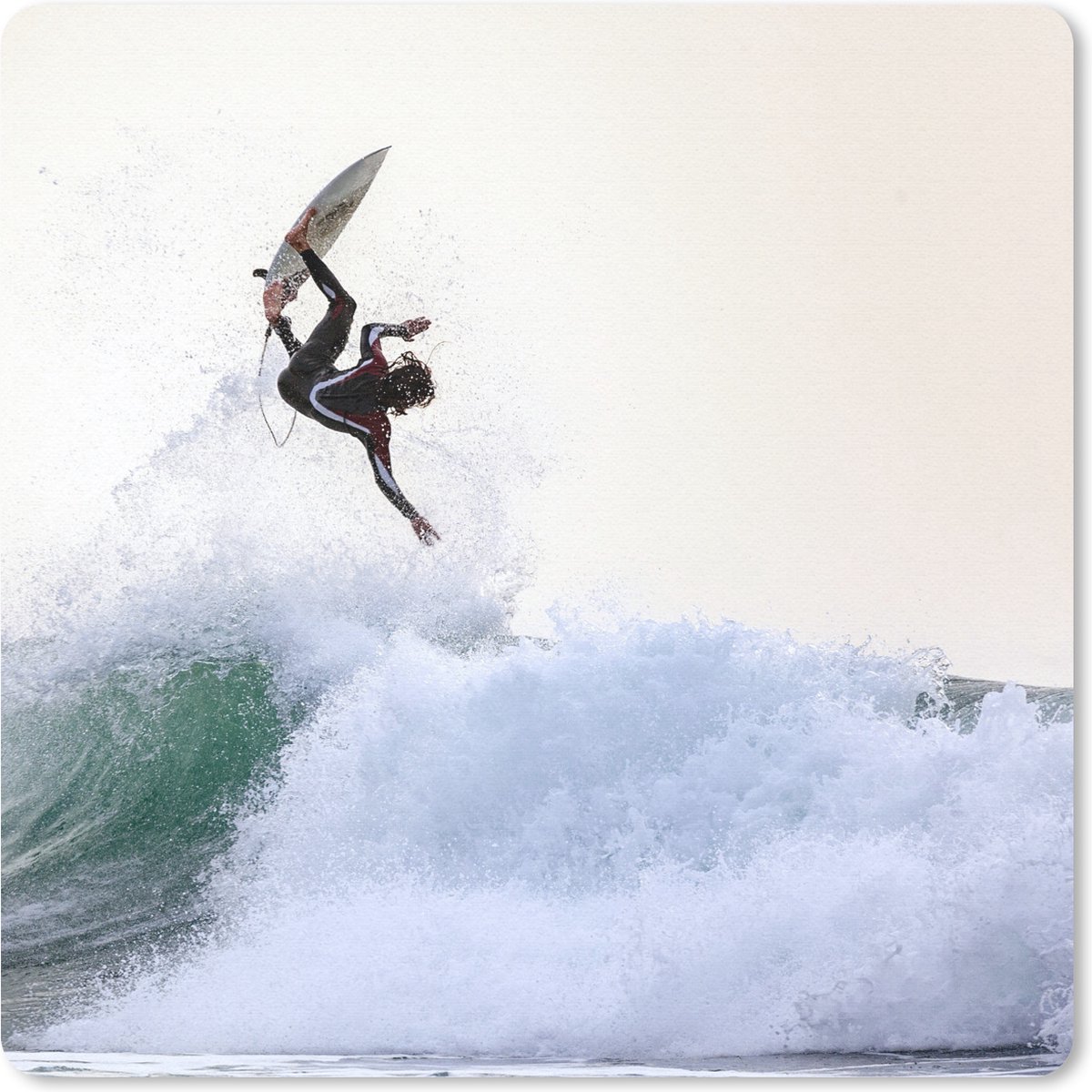 Muismat 20x20 cm - Mousepad Surfer doet een trucje - Muismatten