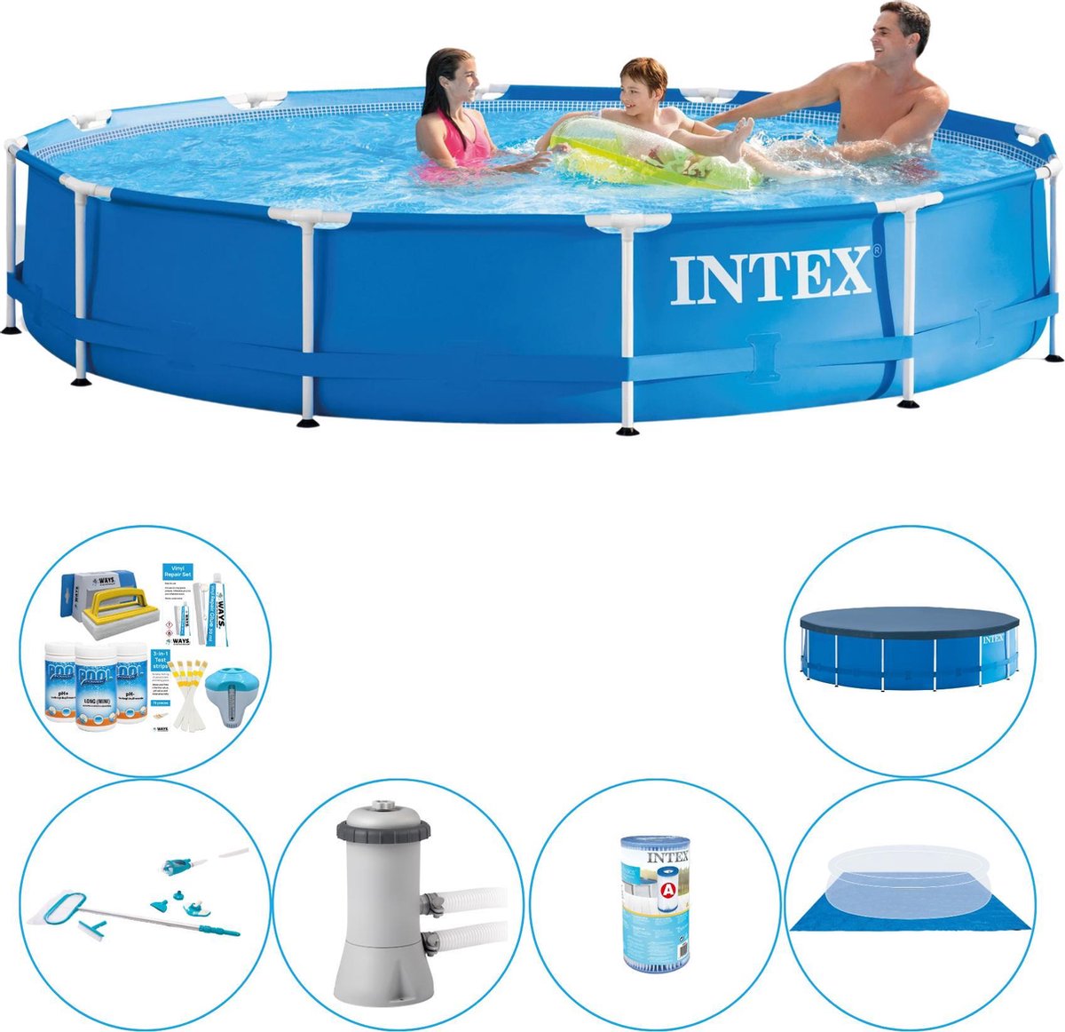 Metal Frame Pool Zwembad - 366 x 76 cm - Totaal pakket
