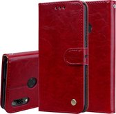 Business Style Oil Wax Texture Horizontal Flip Leather Case voor Huawei P Smart 2019, met houder & kaartsleuven & portemonnee (rood)
