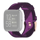 23 mm streep geweven polsband horlogeband voor Fitbit Versa 2, Fitbit Versa, Fitbit Versa Lite, Fitbit Blaze (paars)