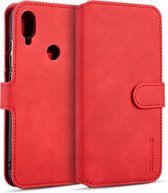 Voor Huawei Y6 (2019) DG.MING Retro Oil Side Horizontal Flip Case met houder & kaartsleuven & portemonnee (rood)